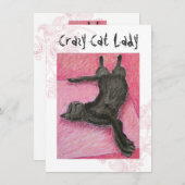 Crazy Cat Lady Indie Birthday nodigt uit Kaart (Voorkant / Achterkant)