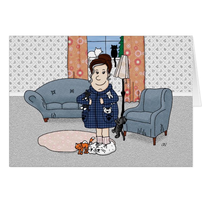 'Crazy Cat Lady'-kaart (Voorkant Horizontaal)