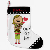 Crazy Cat Lady Kleine Kerstsok (Voorkant)