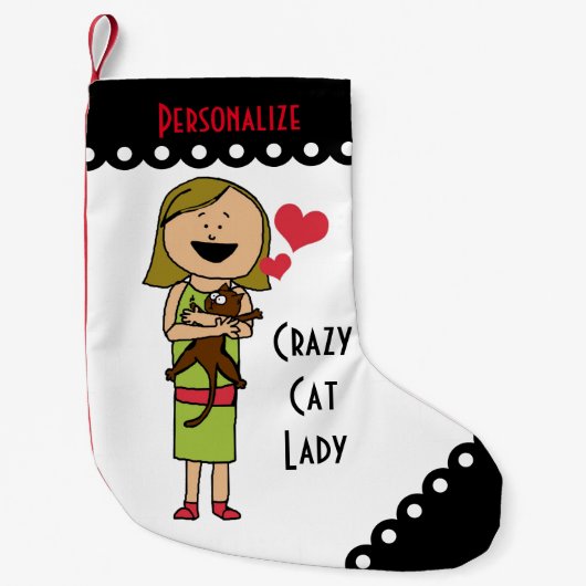 Crazy Cat Lady Kleine Kerstsok (Voorkant)