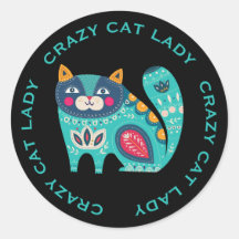 Crazy Cat Lady, kleurrijk gestileerde kat