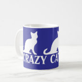 Crazy cat lady koffie mok ontwerp met witte kitten (Voorkant links)
