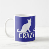 Crazy cat lady koffie mok ontwerp met witte kitten (Links)