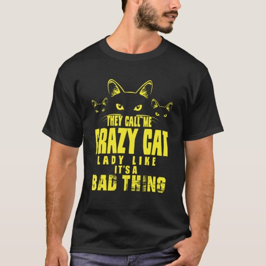 Crazy Cat Lady Meow Kitty Cats mam en kat pap T-shirt (Voorkant)