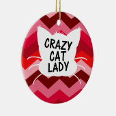 Crazy Cat Lady met Red Chevron Pattern Keramisch Ornament (Rechts)