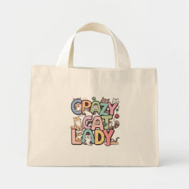 Crazy cat lady mini tote bag