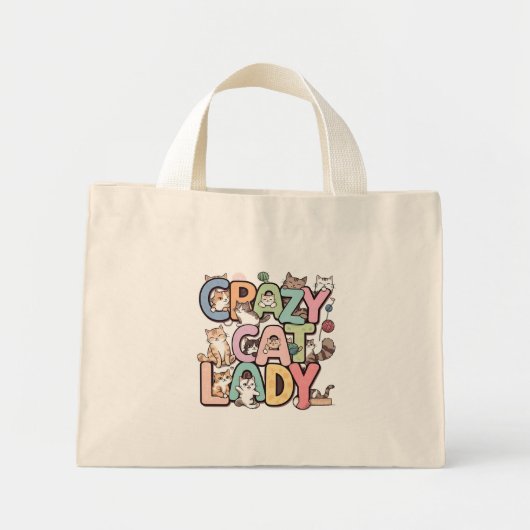 Crazy cat lady mini tote bag (Voorkant)
