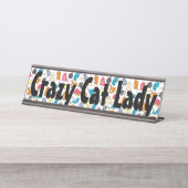 Crazy Cat Lady Naam Bord Bureau Naambordje (Voorkant)