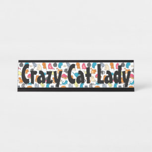 Crazy Cat Lady Naam Bord Bureau Naambordje