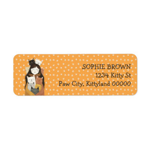 Crazy Cat Lady op Paw Pattern Schattige retouradre Etiket