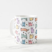 Crazy cat lady pastel multicolor cartoon cat mok (Voorkant links)