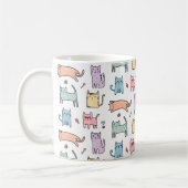 Crazy cat lady pastel multicolor cartoon cat mok (Links)