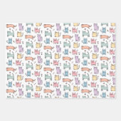 Crazy cat lady pastel multicolor schattige cartoon inpakpapier vel (Voorkant)