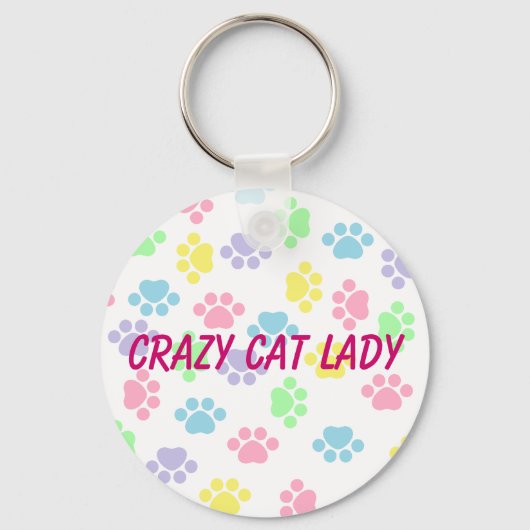 Crazy Cat Lady - Paw Prints - Sleutelhanger (Voorkant)