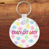 Crazy Cat Lady - Paw Prints - Sleutelhanger (Voorkant)