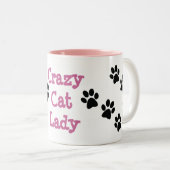 Crazy Cat Lady Pawprint Design Coffee Mok (Voorkant rechts)