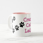 Crazy Cat Lady Pawprint Design Coffee Mok (Voorkant links)