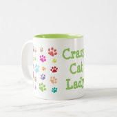 Crazy Cat Lady Pawprint Design Coffee Mok (Voorkant links)