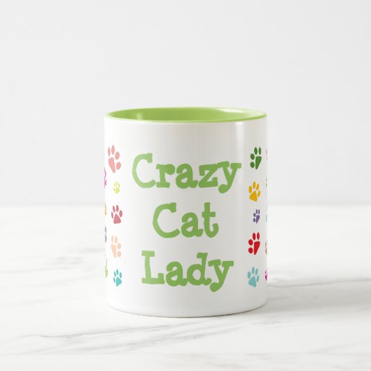 Crazy Cat Lady Pawprint Design Coffee Mok (Center)