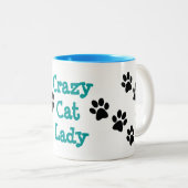 Crazy Cat Lady Pawprint Design Coffee Mok (Voorkant rechts)