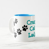 Crazy Cat Lady Pawprint Design Coffee Mok (Voorkant links)