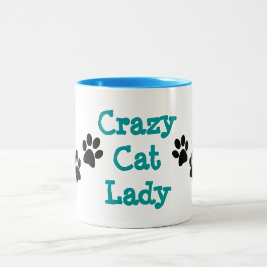 Crazy Cat Lady Pawprint Design Coffee Mok (Center)