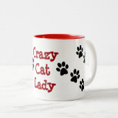 Crazy Cat Lady Pawprint Design Coffee Mok (Voorkant rechts)