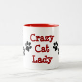 Crazy Cat Lady Pawprint Design Coffee Mok (Center)