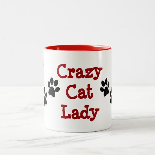 Crazy Cat Lady Pawprint Design Coffee Mok (Center)