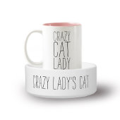 Crazy Cat Lady | Persoonlijke foto toevoegen Tweekleurige Koffiemok