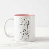 Crazy Cat Lady | Persoonlijke foto toevoegen Tweekleurige Koffiemok (Links)