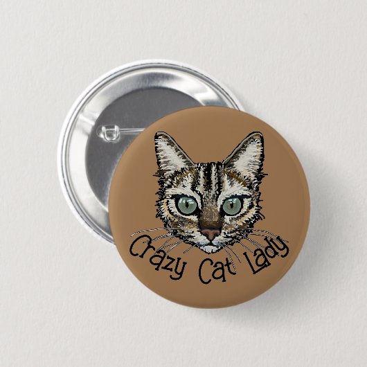 Crazy Cat Lady Pin Badge Ronde Button 5,7 Cm (Voorkant /achterkant)