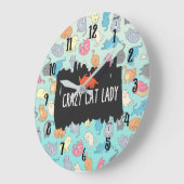 Crazy Cat Lady Playful Cat Patroon Grote Klok (Hoek)