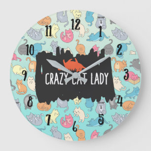 Crazy Cat Lady Playful Cat Patroon Grote Klok