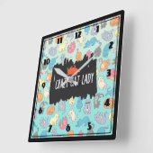 Crazy Cat Lady Playful Cat Patroon Vierkante Klok (Hoek)