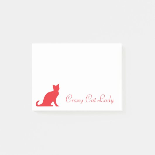 Crazy Cat Lady Post-it® notes met rode kitten logo (Voorkant)