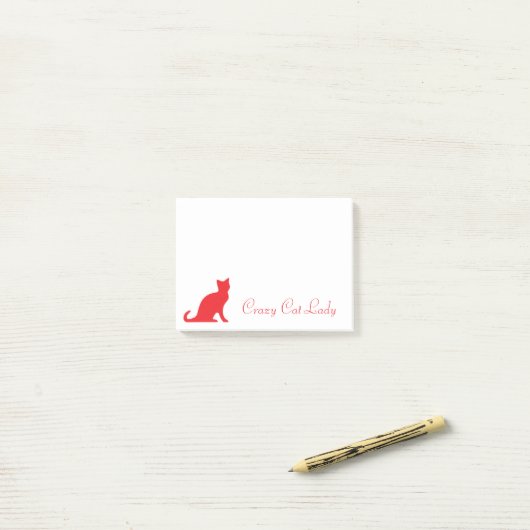 Crazy Cat Lady Post-it® notes met rode kitten logo (Op bureau)