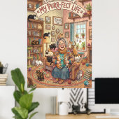 Crazy Cat Lady Poster - Kat Digitale Kunst Muurpri (Thuiskantoor)