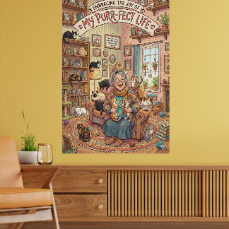 Crazy Cat Lady Poster - Kat Digitale Kunst Muurpri