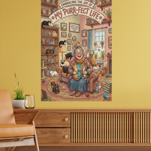 Crazy Cat Lady Poster - Kat Digitale Kunst Muurpri (Woonkamer 2)
