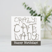Crazy Cat Lady Quirky Typografie Happy Birthday (Staand voorkant)