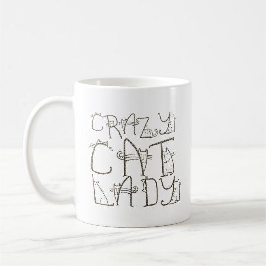 Crazy Cat Lady Quirky Typografienaam Koffiemok (Links)