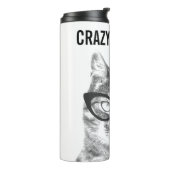 CRAZY CAT LADY — reismicrofoon thermische tumbler Thermosbeker (Gedraaid links)