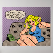 "Crazy Cat Lady" Retro Comic Art Poster (Voorkant)