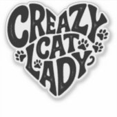 Crazy Cat Lady Retro-geïnspireerde Cat Sticker (Voorkant)