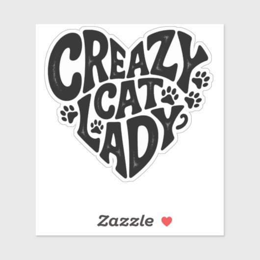Crazy Cat Lady Retro-geïnspireerde Cat Sticker (Vel)