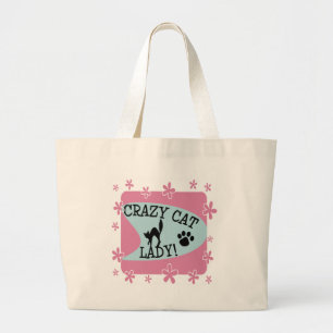 Crazy Cat Lady - Retro Grote Tote Bag