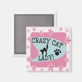 Crazy Cat Lady - Retro Magneet (Voorkant / Achterkant)