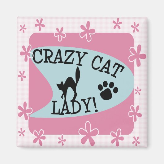 Crazy Cat Lady - Retro Magneet (Voorkant)
