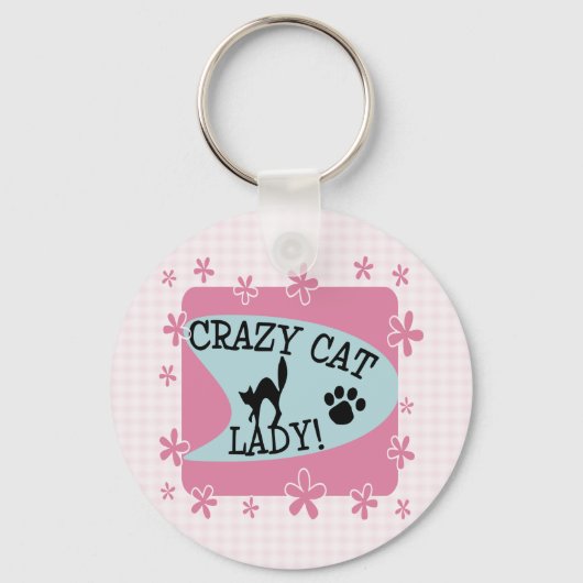 Crazy Cat Lady - Retro Sleutelhanger (Voorkant)